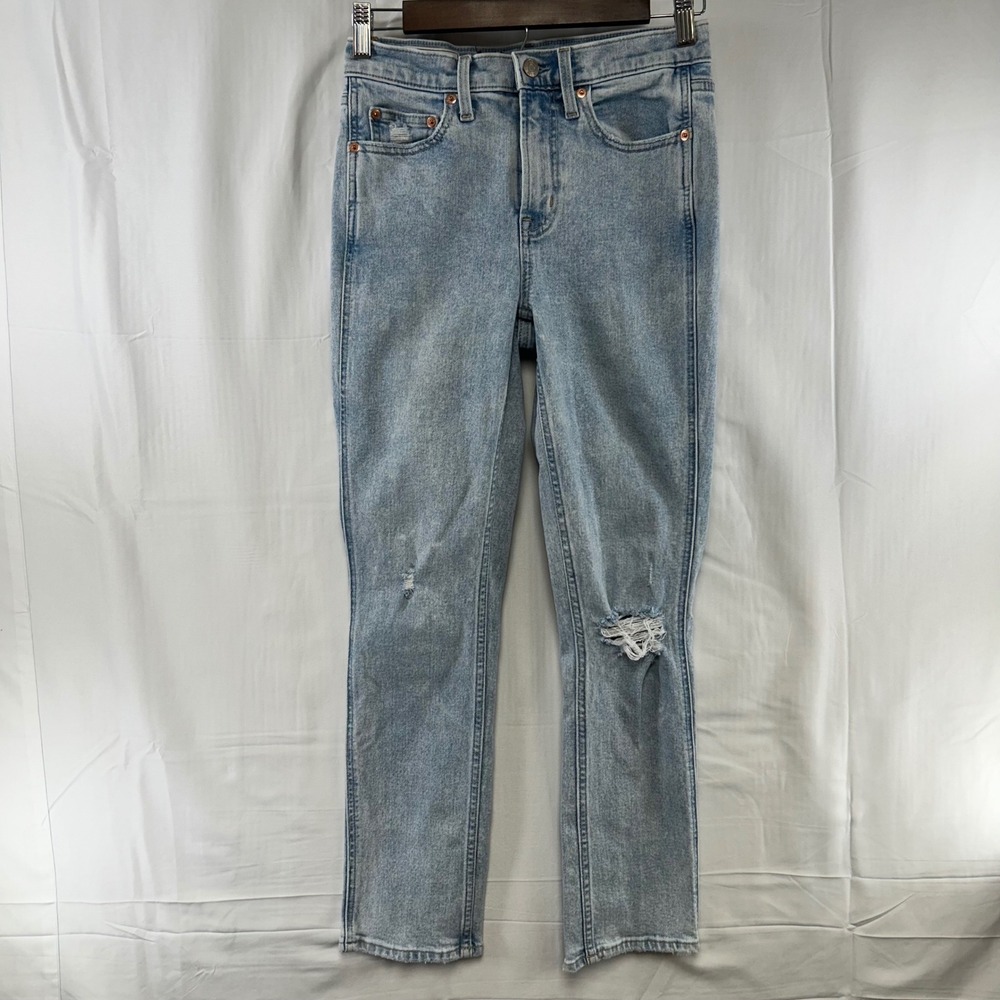 Gap Vintage Slim Jeans Womens 26/2R Light Blue Distressed Mid Rise